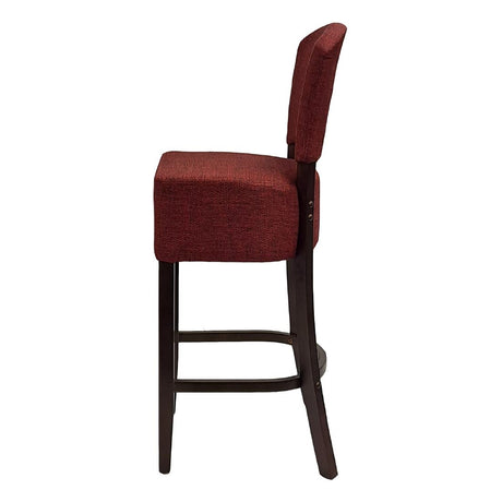 HP780 Hanoi Bar Chair in Dark Walnut with Shetland Scarlet Seatpad