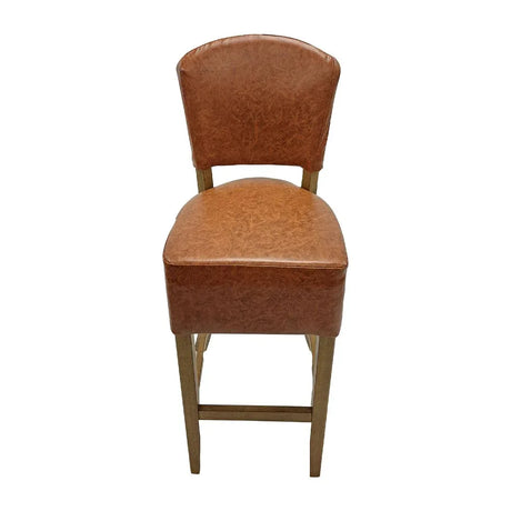 HP781 Hanoi Bar Chair in Weathered Oak with Bison Tan Vinyl - JD Catering Equipment Solutions Ltd