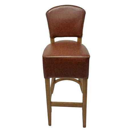 HP782 Hanoi Bar Chair In Weathered Oak with Bison Espresso Vinyl Seatpad