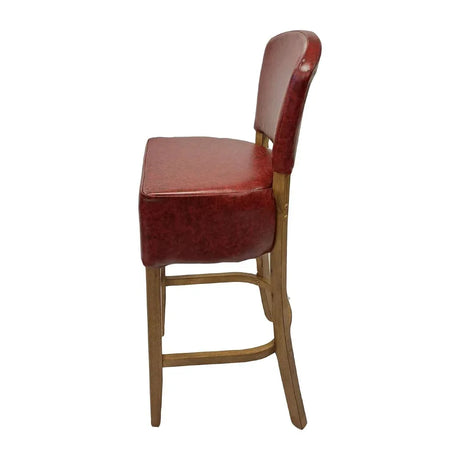 HP784 Hanoi Bar Chair in Weathered Oak with Bison Bordeaux Vinyl - JD Catering Equipment Solutions Ltd