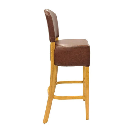 HP789 Hanoi Bar Chair in Soft Oak with Bison Espresso Vinyl - JD Catering Equipment Solutions Ltd