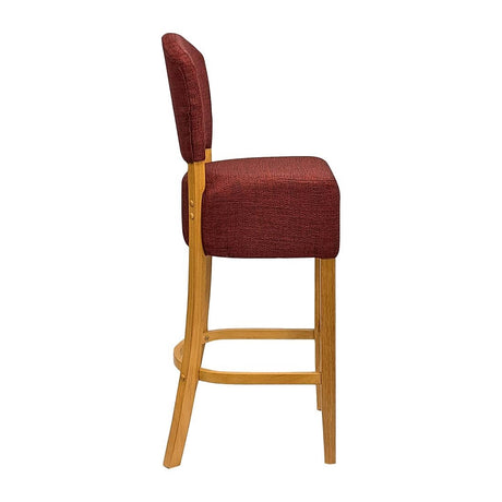 HP794 Hanoi Bar Chairs in Soft Oak with Shetland Scarlett Seatpad
