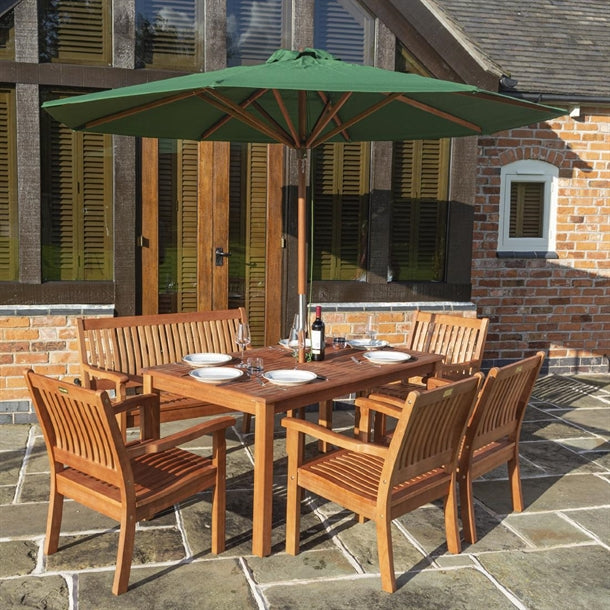 HP884 Rowlinson Willington Wooden Parasol Green 2.7m