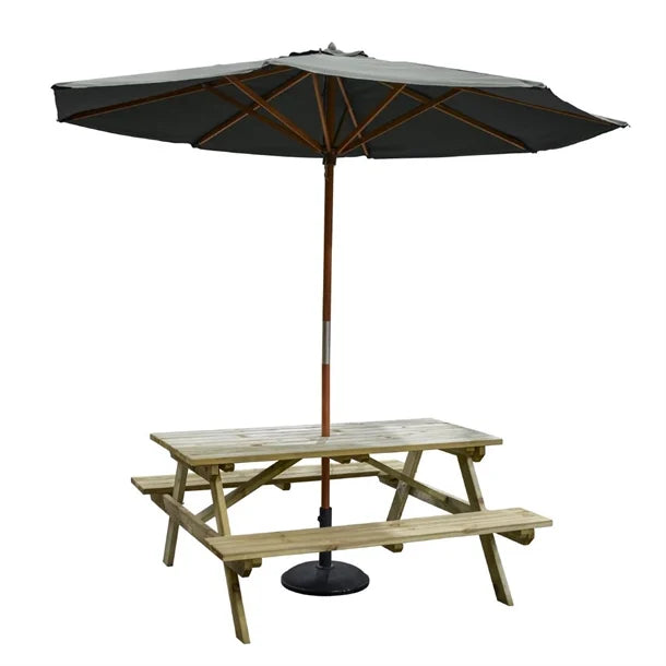 HP891 Rowlinson Picnic Table 4ft with Grey Parasol 2.7m & Base 15kg