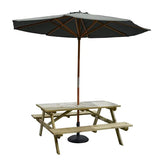 HP891 Rowlinson Picnic Table 4ft with Grey Parasol 2.7m & Base 15kg