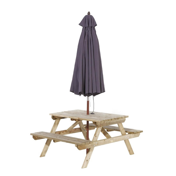 HP898 Rowlinson Picnic Table 6ft with Grey Parasol 2.7m
