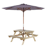 HP898 Rowlinson Picnic Table 6ft with Grey Parasol 2.7m