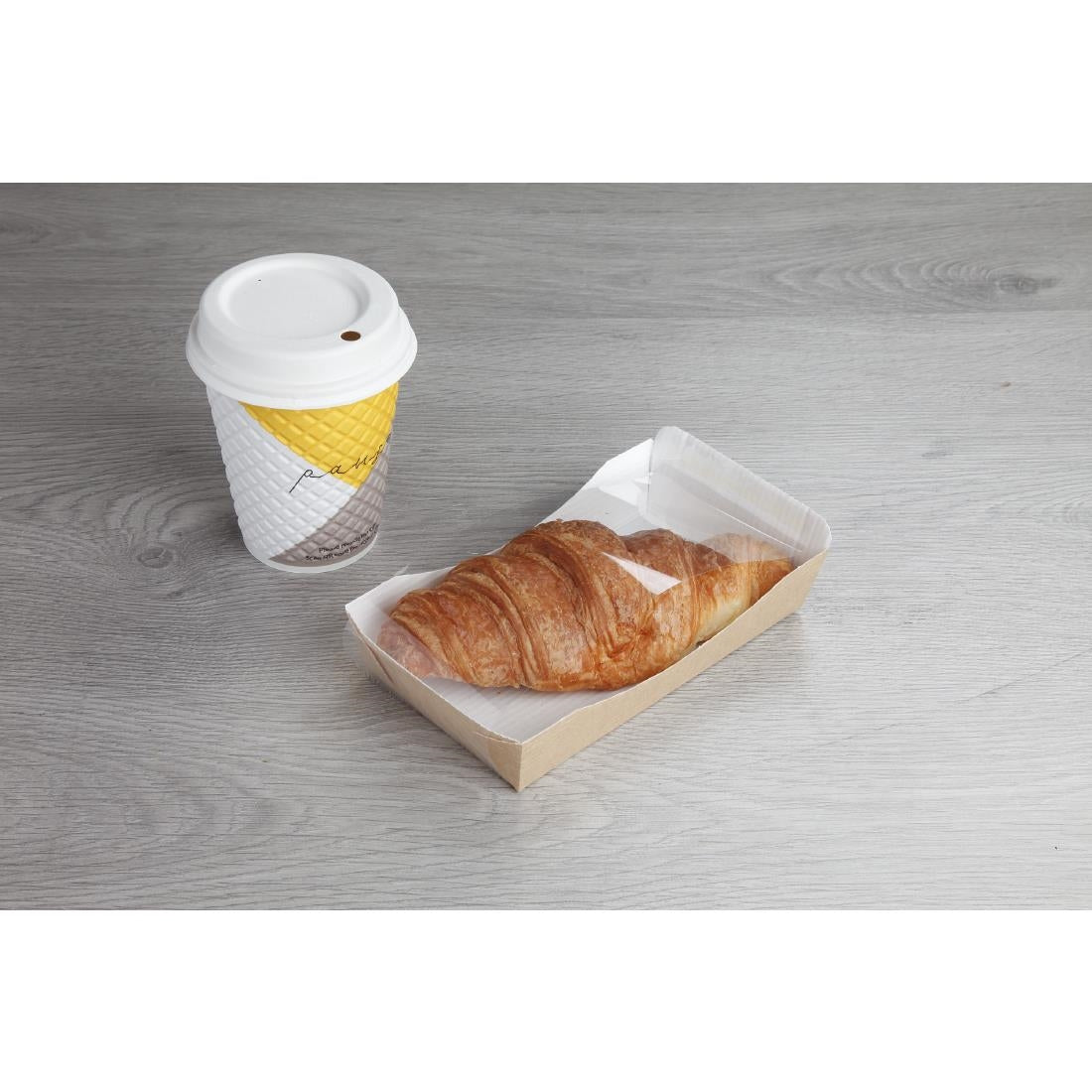 HP963 Huhtamaki Taste Croissant Tray with PET Film 'Sneezeguard' (Pack of 320)