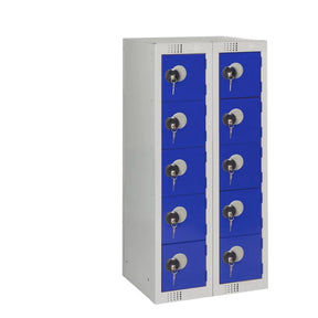 HR534 Ten Door Personal Effects Locker Blue Coin Lock - JD Catering Equipment Solutions Ltd