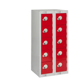 HR537 Ten Door Personal Effects Locker Red Padlock Fitting - JD Catering Equipment Solutions Ltd