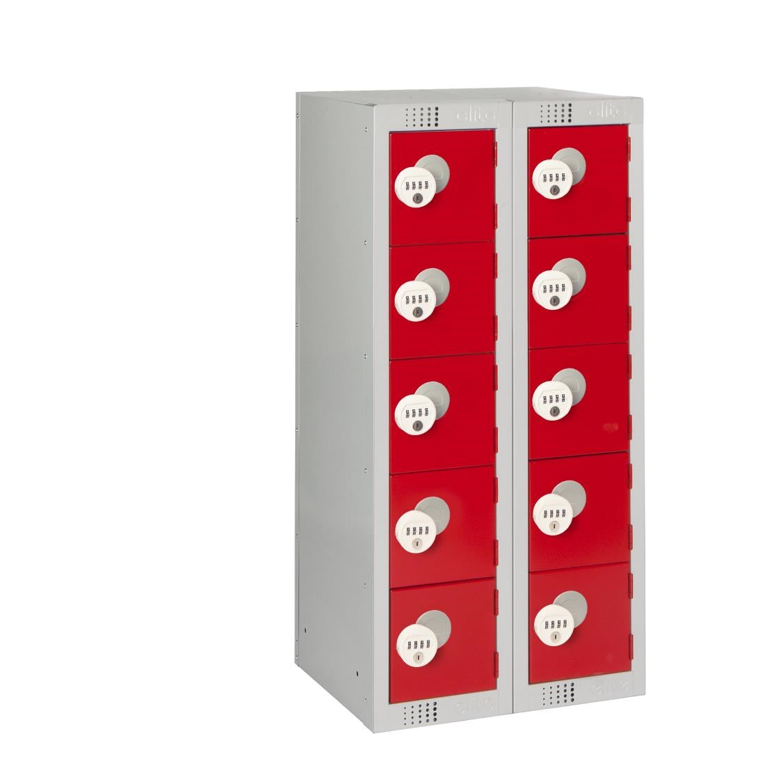 HR538 Ten Door Personal Effects Locker Red Four-Digit Lock