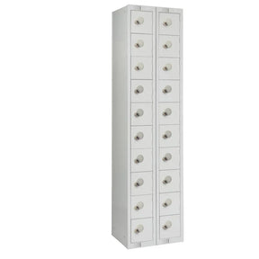 HR542 Twenty Door Personal Effects Locker Grey Padlock Fitting - JD Catering Equipment Solutions Ltd