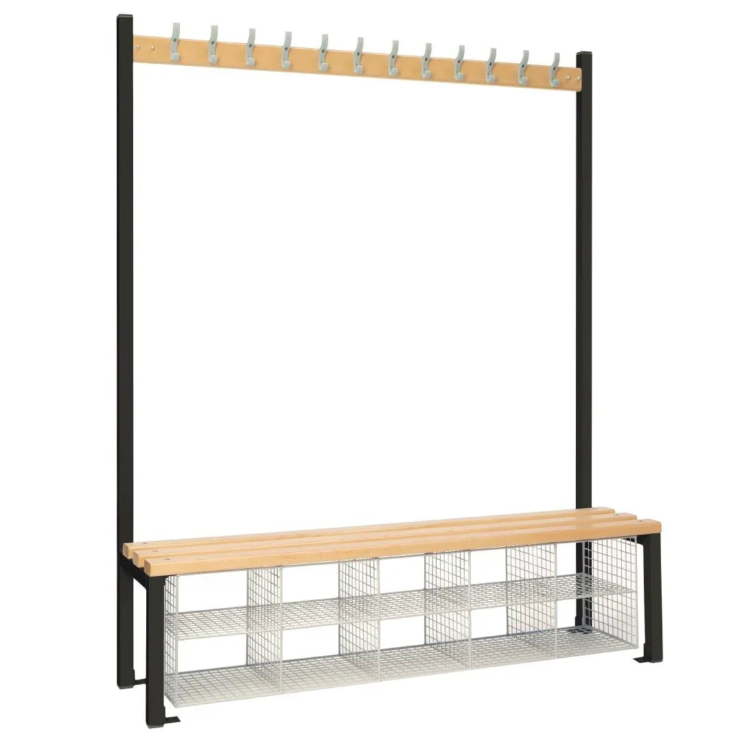 HR594 Single-Sided Island Seating with Mesh Basket Black 1500mm - JD Catering Equipment Solutions Ltd