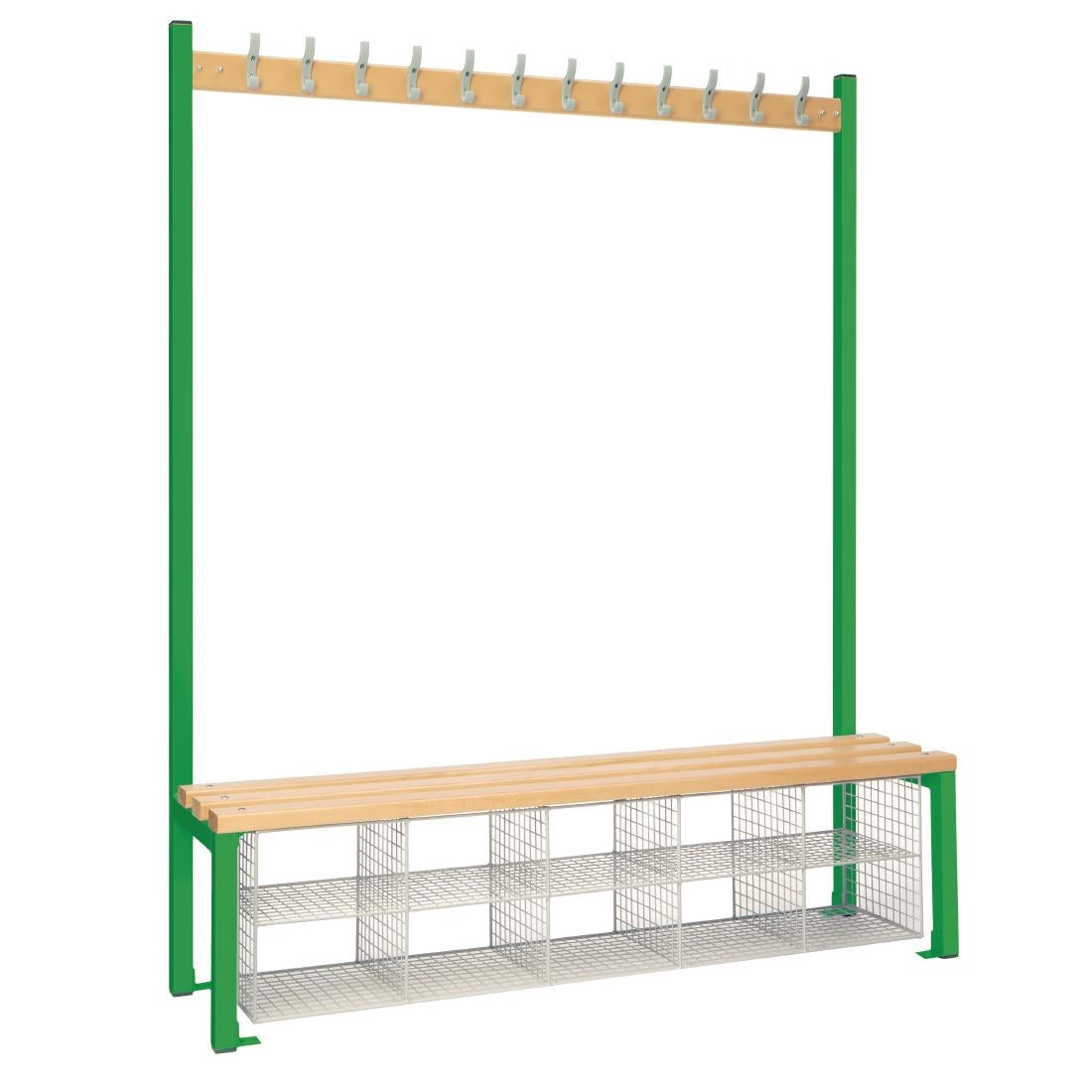 HR596 Single-Sided Island Seating with Mesh Basket Green 1500mm
