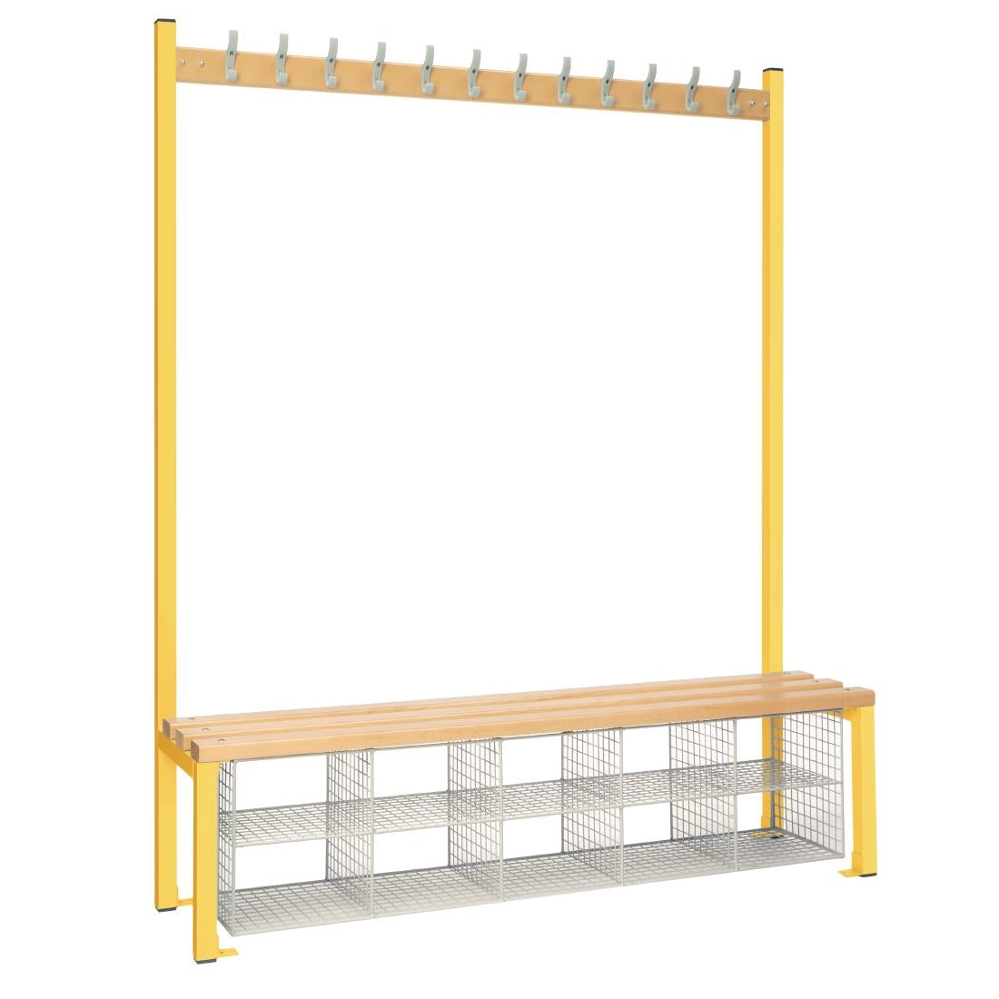 HR597 Single-Sided Island Seating with Mesh Basket Yellow 1500mm