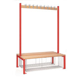 HR616 Double-sided Island Seating with Mesh Tray Red 1200mm - JD Catering Equipment Solutions Ltd