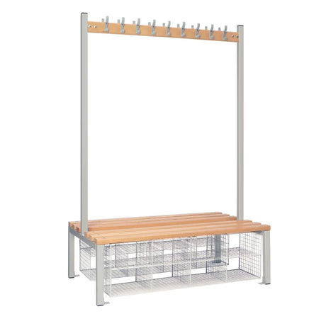 HR626 Double-Sided Island Seating with Mesh Basket Grey 1200mm - JD Catering Equipment Solutions Ltd