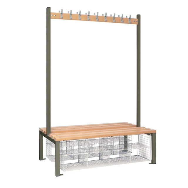 HR628 Double-Sided Island Seating with Mesh Basket Dark Grey 1200mm - JD Catering Equipment Solutions Ltd