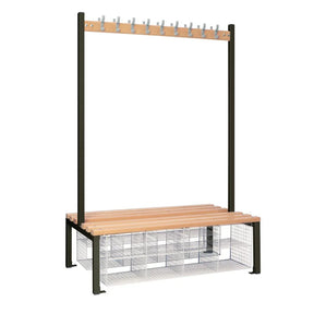 HR629 Double-Sided Island Seating with Mesh Basket Black 1200mm - JD Catering Equipment Solutions Ltd