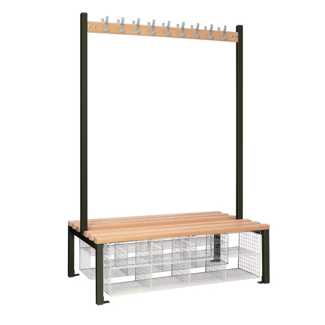HR629 Double-Sided Island Seating with Mesh Basket Black 1200mm - JD Catering Equipment Solutions Ltd