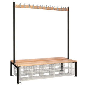 HR636 Double-Sided Island Seating with Mesh Basket Black 1500mm - JD Catering Equipment Solutions Ltd