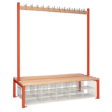 HR637 Double-Sided Island Seating with Mesh Basket Red 1500mm - JD Catering Equipment Solutions Ltd