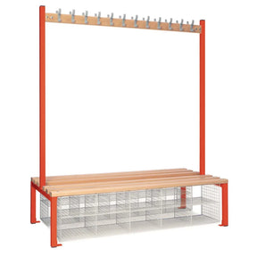 HR637 Double-Sided Island Seating with Mesh Basket Red 1500mm - JD Catering Equipment Solutions Ltd