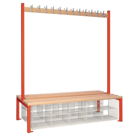 HR637 Double-Sided Island Seating with Mesh Basket Red 1500mm - JD Catering Equipment Solutions Ltd