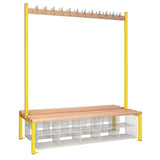 HR639 Double-Sided Island Seating with Mesh Basket Yellow 1500mm - JD Catering Equipment Solutions Ltd