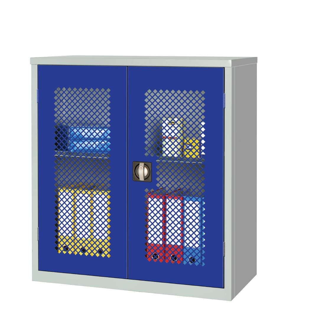 HR643 Small Mesh-Fronted Stock Control Cupboard Blue