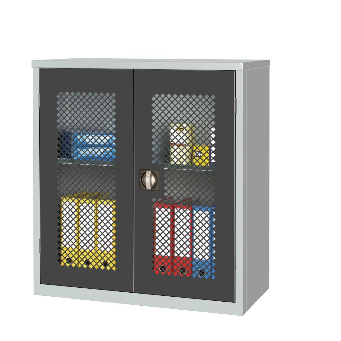 HR644 Small Mesh-Fronted Stock Control Cupboard Dark Grey