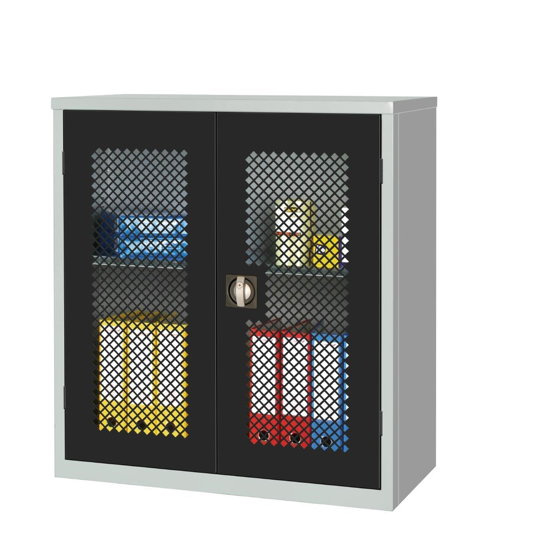 HR645 Small Mesh-Fronted Stock Control Cupboard Black