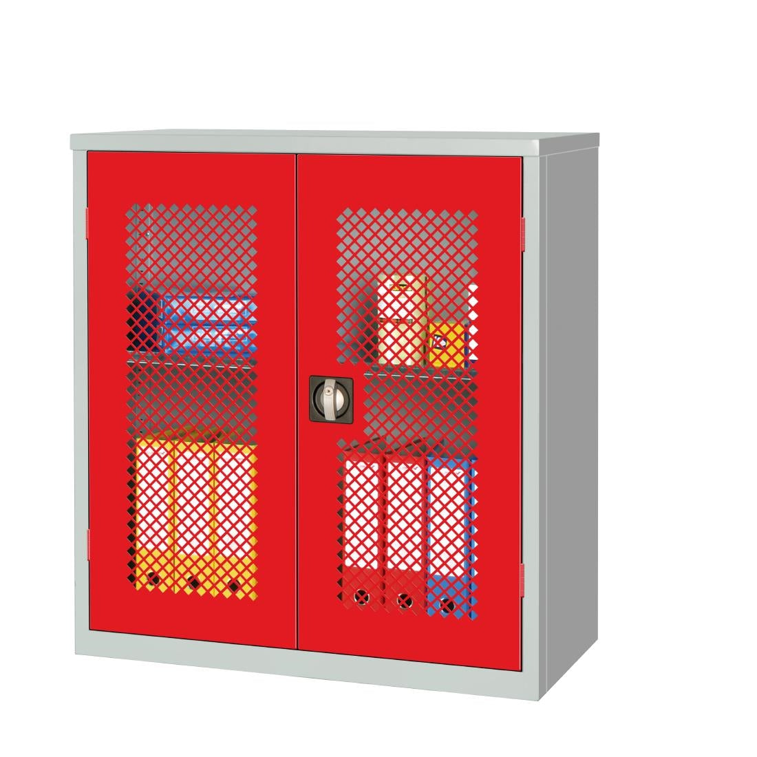 HR646 Small Mesh-Fronted Stock Control Cupboard Red
