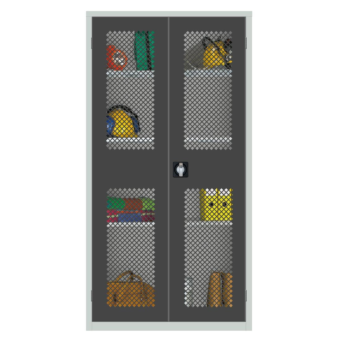 HR651 Large Mesh-Fronted Stock Control Cupboard Dark Grey