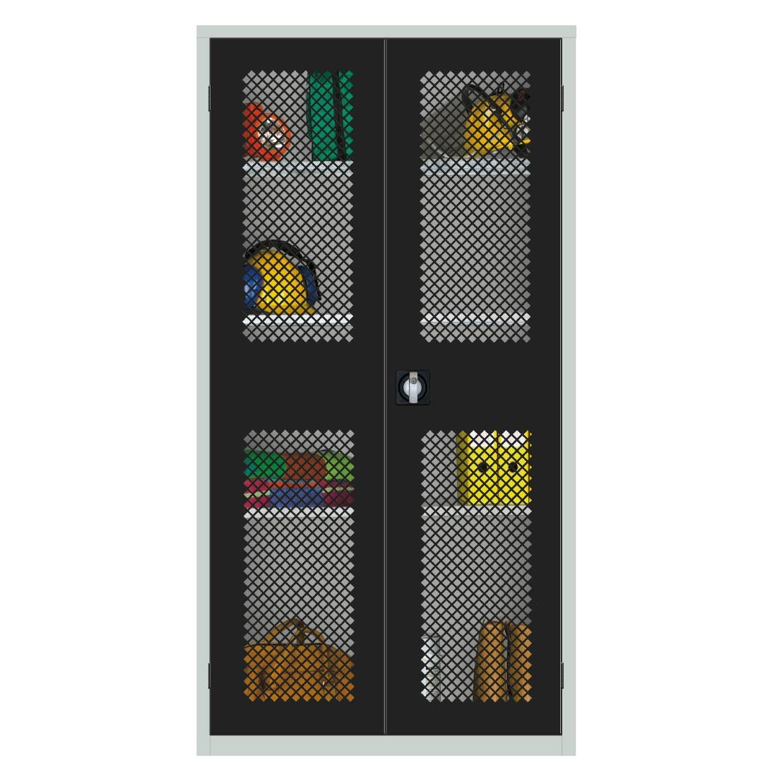HR652 Large Mesh-Fronted Stock Control Cupboard Black