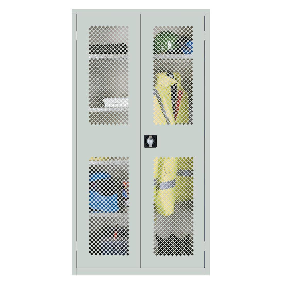 HR656 Clothing and Equipment Mesh-Fronted Cupboard Grey