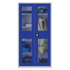 HR657 Clothing and Equipment Mesh-Fronted Cupboard Blue - JD Catering Equipment Solutions Ltd