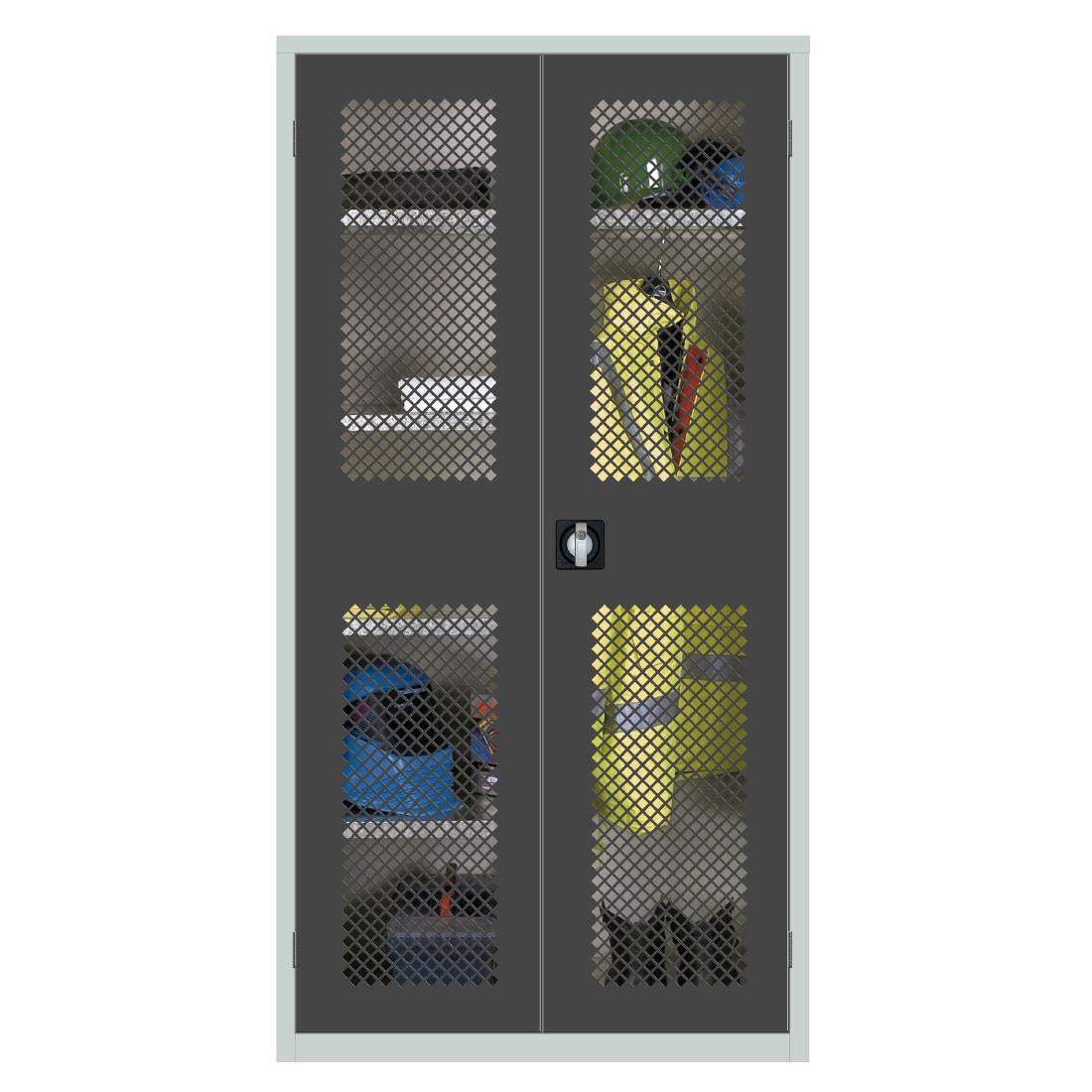 HR658 Clothing and Equipment Mesh-Fronted Cupboard Dark Grey