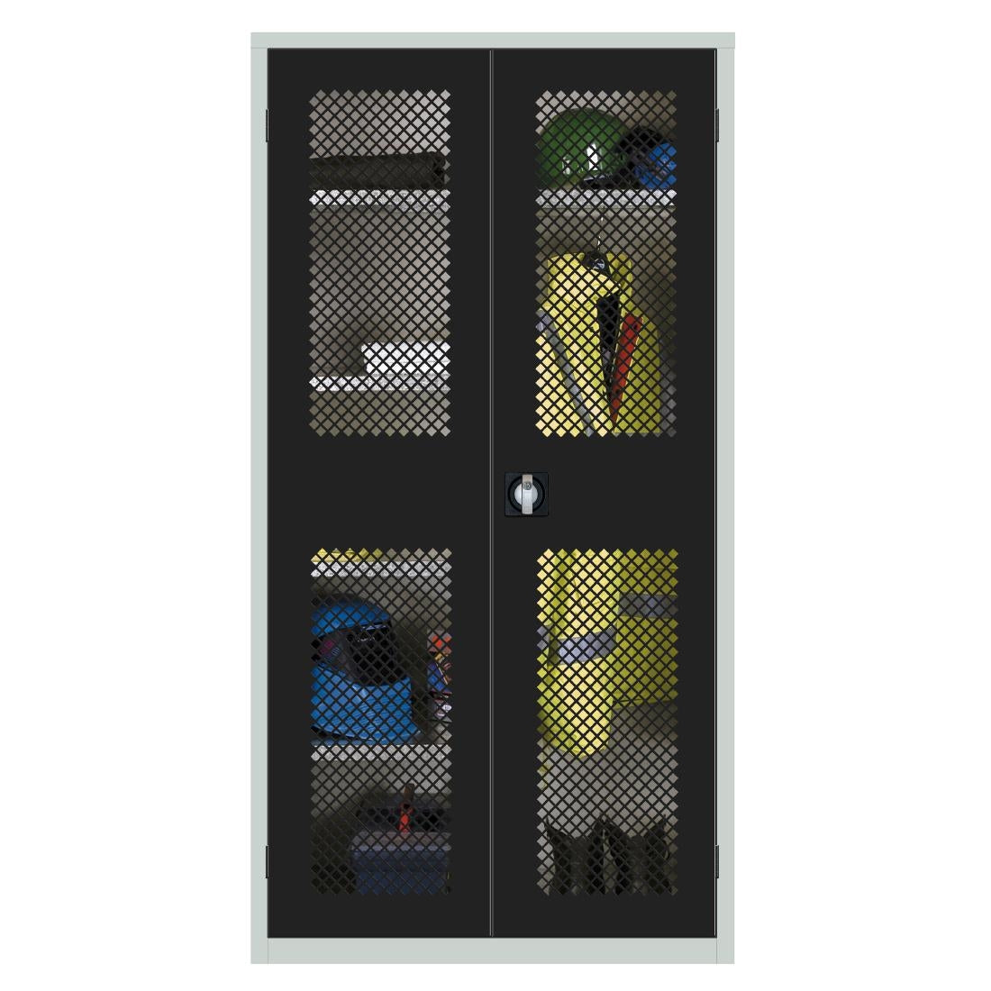 HR659 Clothing and Equipment Mesh-Fronted Cupboard Black