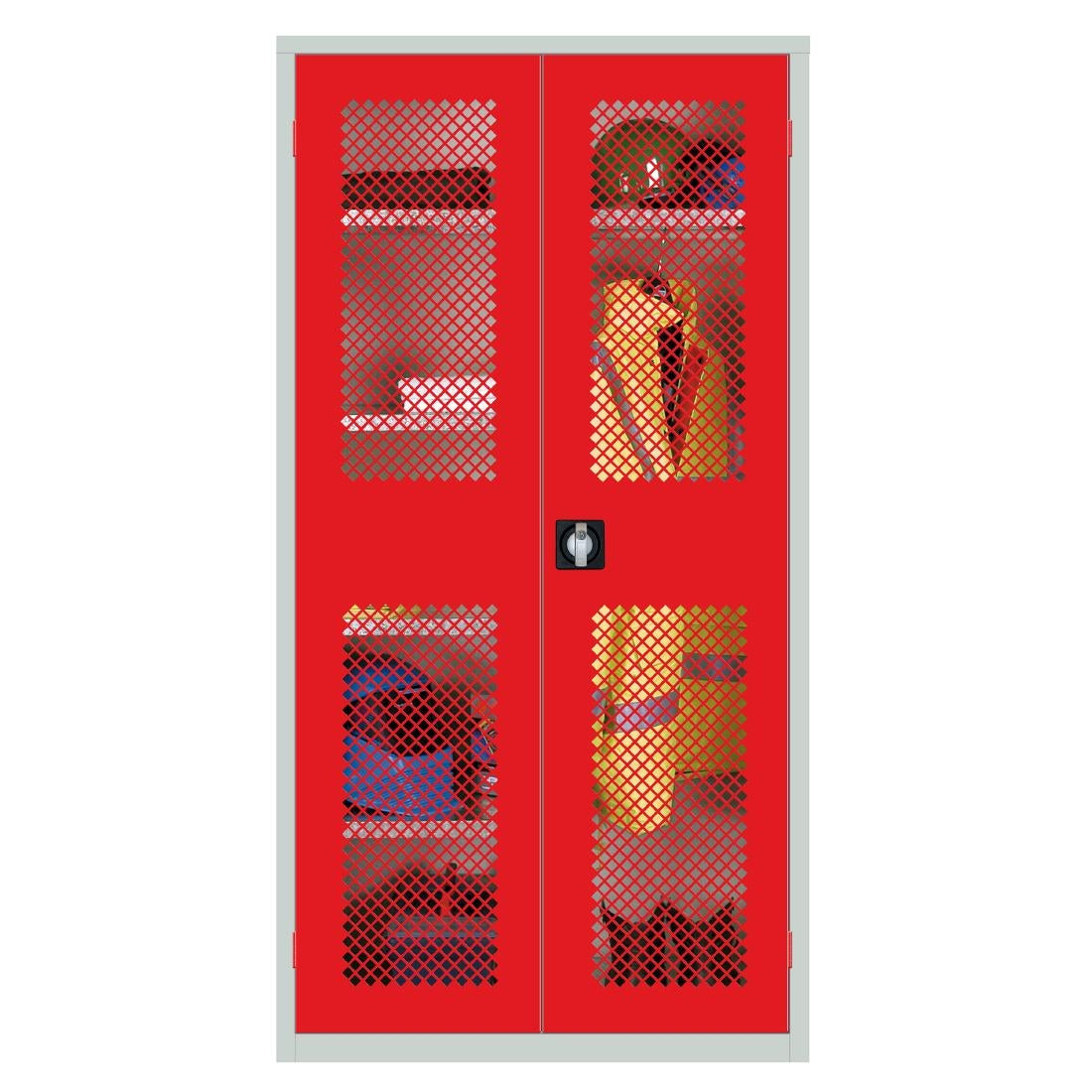 HR660 Clothing and Equipment Mesh-Fronted Cupboard Red