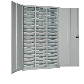 HR663 51 Tray High-Capacity Storage Cupboard - Grey with Transparent Trays - JD Catering Equipment Solutions Ltd