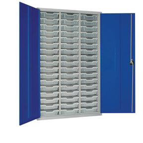 HR664 51 Tray High-Capacity Storage Cupboard - Blue with Transparent Trays - JD Catering Equipment Solutions Ltd