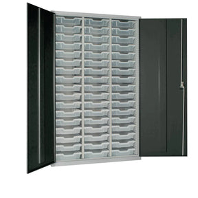 HR665 51 Tray High-Capacity Storage Cupboard - Dark Grey with Transparent Trays - JD Catering Equipment Solutions Ltd