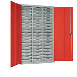 HR666 51 Tray High-Capacity Storage Cupboard - Red with Transparent Trays - JD Catering Equipment Solutions Ltd