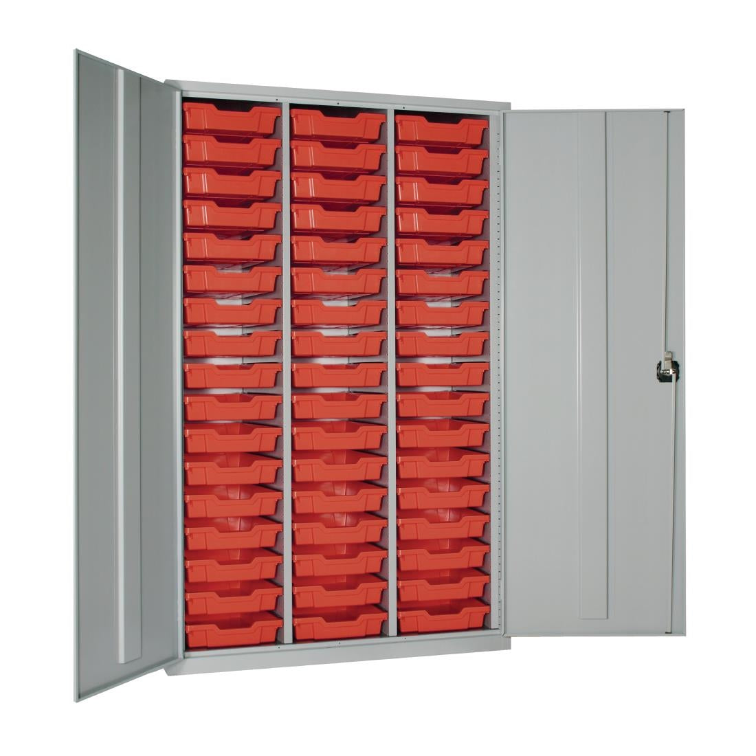 HR667 51 Tray High-Capacity Storage Cupboard - Grey with Red Trays