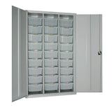 HR675 27 Tray High-Capacity Storage Cupboard - Grey with Transparent Trays - JD Catering Equipment Solutions Ltd