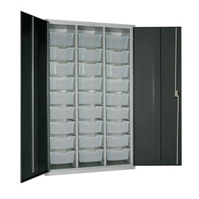 HR677 27 Tray High-Capacity Storage Cupboard - Dark Grey with Transparent Trays - JD Catering Equipment Solutions Ltd