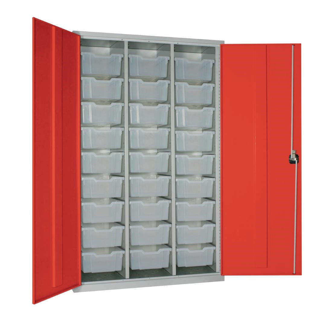 HR678 27 Tray High-Capacity Storage Cupboard - Red with Transparent Trays