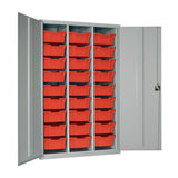 HR679 27 Tray High-Capacity Storage Cupboard - Grey with Red Trays - JD Catering Equipment Solutions Ltd