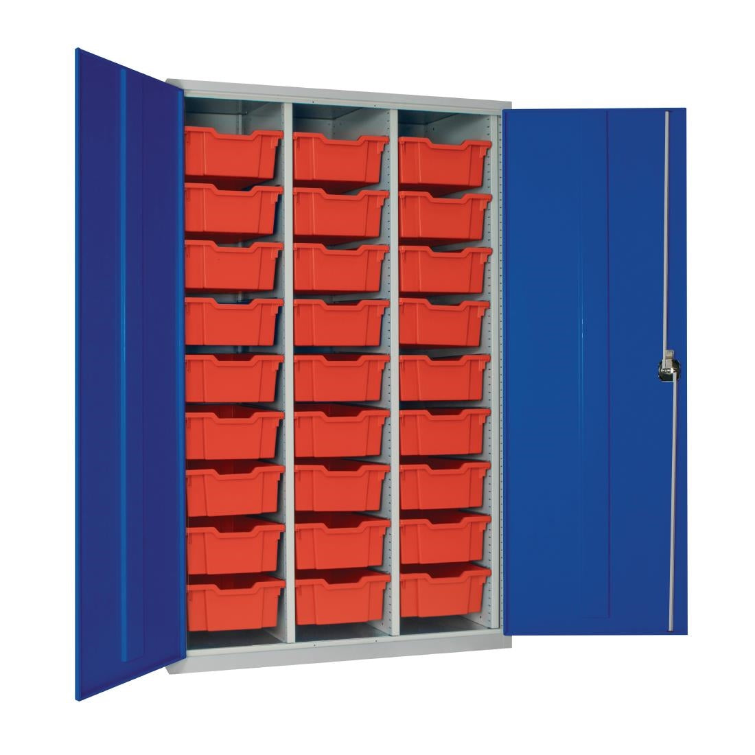 HR680 27 Tray High-Capacity Storage Cupboard - Blue with Red Trays